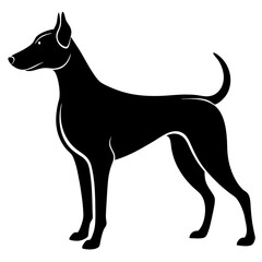 Black dog silhouette vector isolated on white background.
