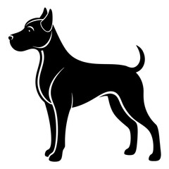 Black dog silhouette vector isolated on white background.