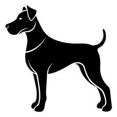 Black dog silhouette vector isolated on white background.