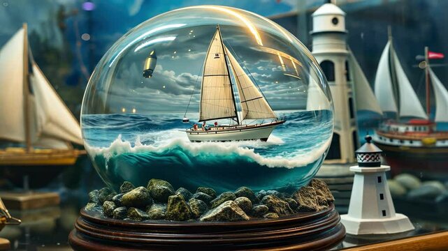 ship in a glass bottle on the beach