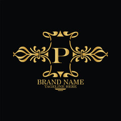 creative  initial  latter p logo design with modern business vector template.  creative isolated p monogram logo design with new latter logo golden color and black background . design of elements 