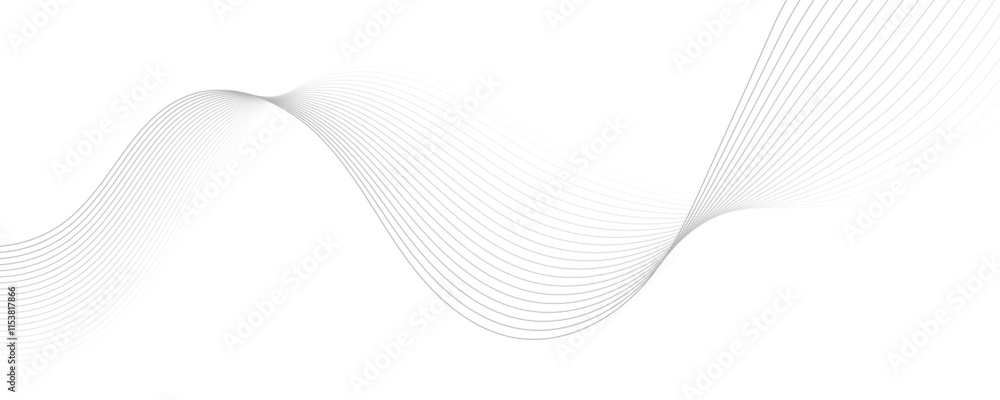 Poster gray wave curve lines abstract background with flowing particles. digital energy waves technology co