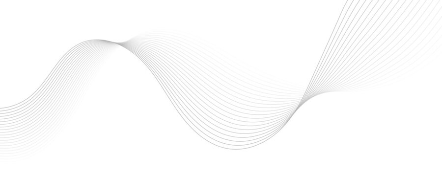 Gray wave curve lines abstract background with flowing particles. Digital energy waves technology concept. Modern backdrop design for business, presentation, banner.