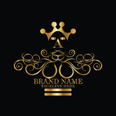 creative  initial  latter a logo design with modern business vector template.  creative isolated a monogram logo design with new latter logo golden color and black background . design of elements 