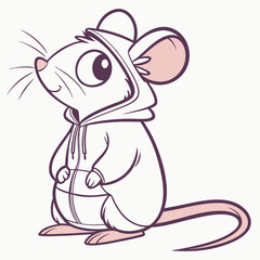 rat in a hoodie on white background
