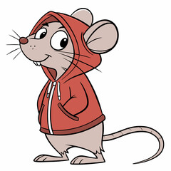 rat in a hoodie on white background