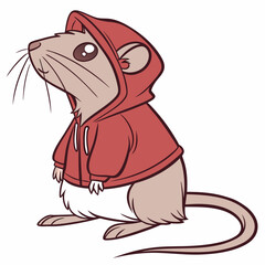 rat in a hoodie on white background
