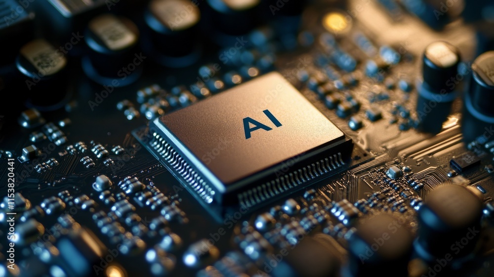 Aufkleber concept ai (artificial intelligence) technology, chip ic on pcb, pcb circuit board, microprocessor