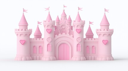 Fototapeta premium Pink fairytale castle illustration.