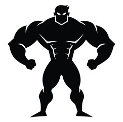 Strong Man Silhouette, Powerful Figure, EPS