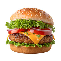 Perfect hamburger classic burger American cheeseburger isolated hamburger.