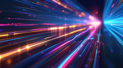 Naklejka premium Abstract representation of vibrant light streaks in motion, suggesting speed and energy.