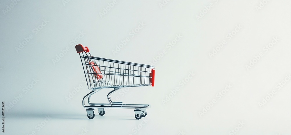 Poster a simple shopping cart on a minimalistic background.