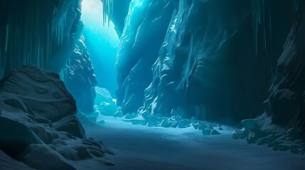 Glaciers are massive, slow-moving rivers of ice that form in regions where snow accumulates over time, compacting under its own weight into dense ice. Found primarily in polar regions 