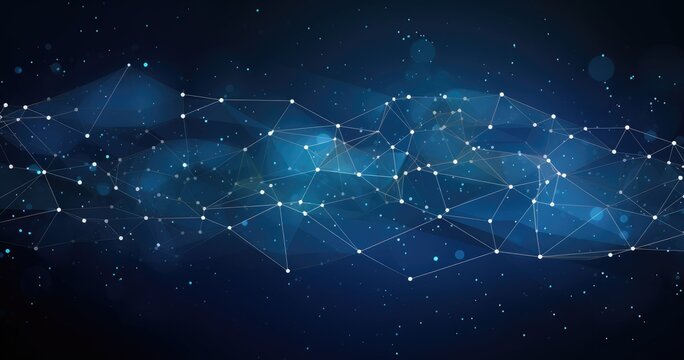 Abstract representation of a network with stars and connections in a cosmic background.