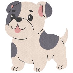 Flat dog vector illustration in children's style. Cute bulldog on white background