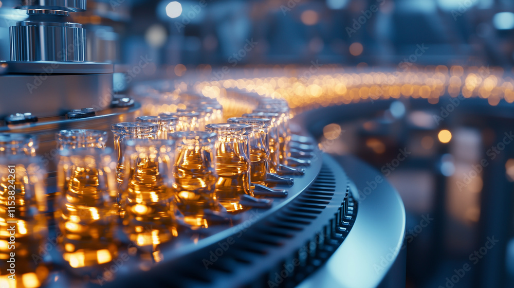 Poster automated beverage production line in operation