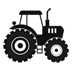 Black Silhouette Tractor Large Rear View