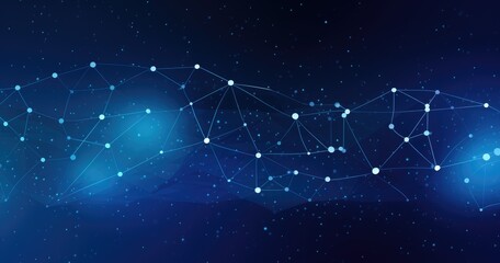 Abstract digital representation of interconnected nodes and data points in a cosmic background.