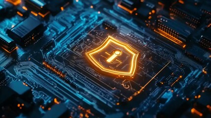 Obraz premium Cybersecurity Shield Icons in Bright Lighting