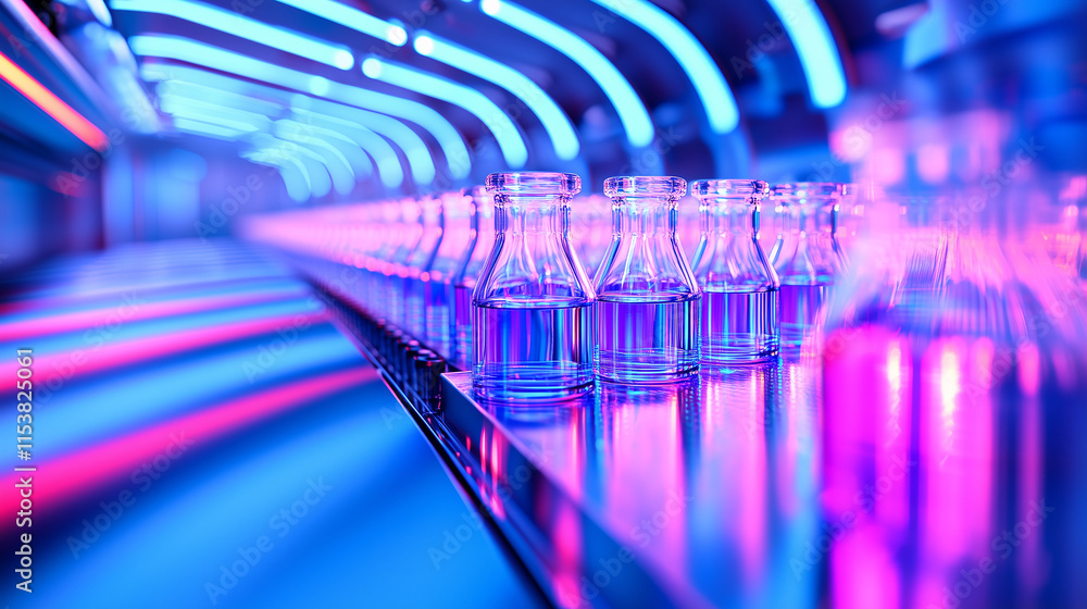 Poster automated beverage production line in action