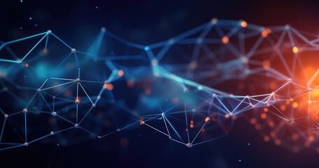 Abstract digital network illustration with glowing nodes and connections.