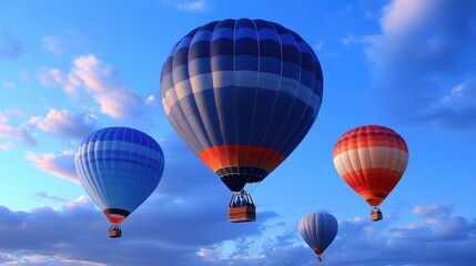Naklejka premium heic Wp rocket Thumbnail Squarespace designer Networking as a service Esg fintech Telegram channel Helium 10 Tunetank Internxt Colorful hot air balloons with red, blue, orange stripes floating in the