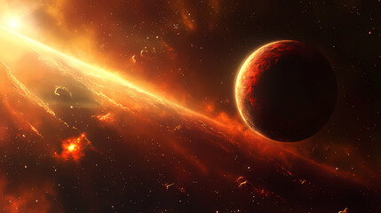 Obraz premium Una nebulosa roja en el espacio interestelar. Nebulosa. Illustration