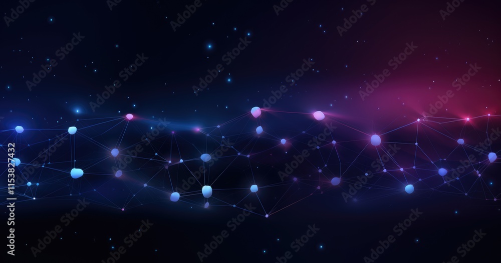 Aufkleber abstract digital representation of interconnected nodes and lines in a cosmic background.