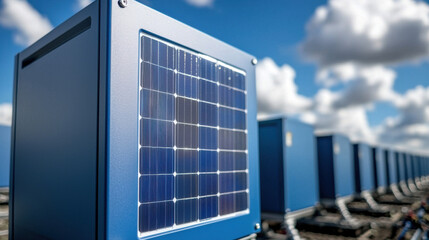 Obraz premium Solar energy storage unit showcasing peak electricity efficiency and innovation