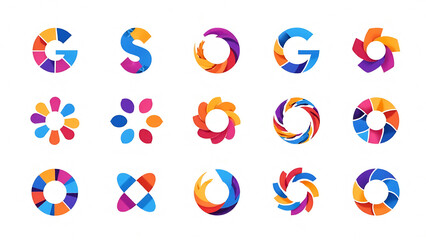 Vibrant modern abstract logos with circular shapes in creative arrangements new image