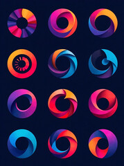 Vibrant modern abstract logos with circular shapes in creative arrangements new image
