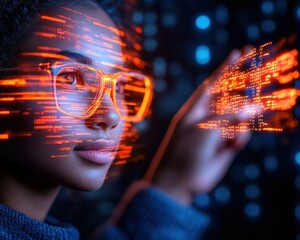 Engage in immersive science and technology learning with this dynamic student as she explores captivating 3D models, enhancing her knowledge during study time This image represents the power of STEM