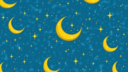 Naklejka premium Magical night sky with moon and shining stars