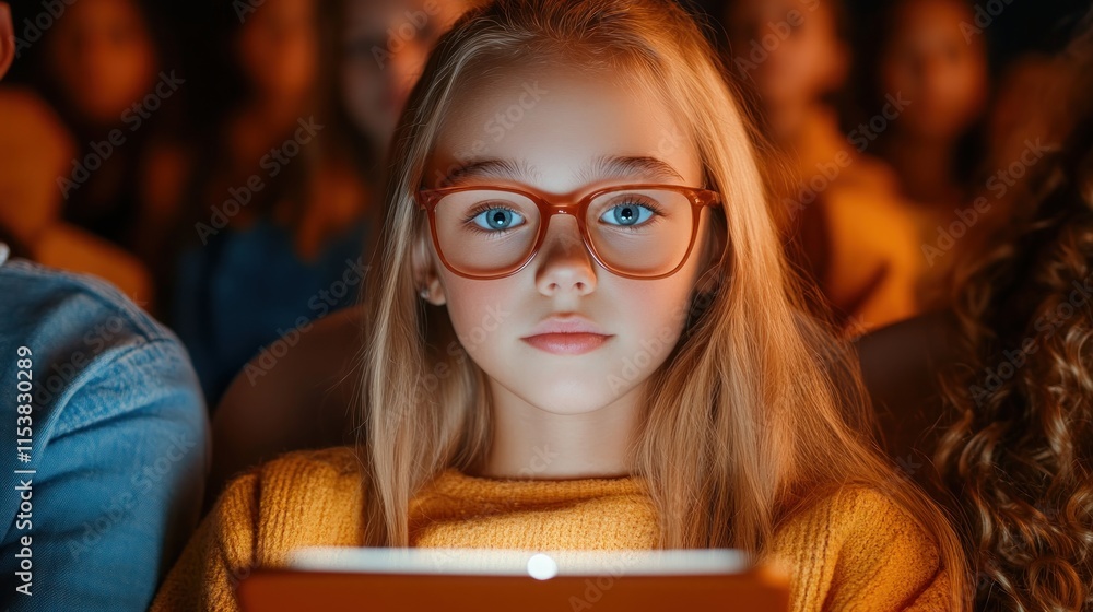 Poster explore captivating visuals of students immersed in modern classrooms, engaging with digital tools, 