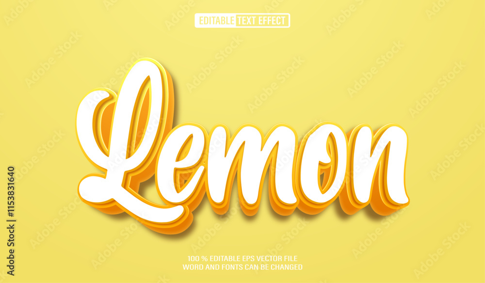 Aufkleber editable 3d text style effect - lemon fruit text effect template