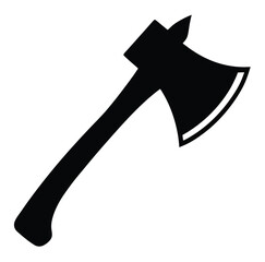 Black Silhouette Wooden Axe Sturdy Tool