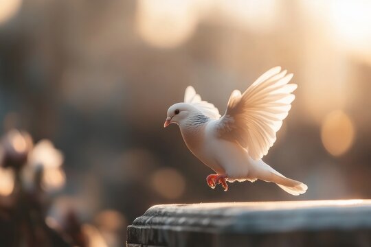 Witness a poignant farewell as a dove takes flight from an open casket, under a dramatic sky in a solemn funeral scene This image captures remembrance, and farewell in a breathtaking display of final