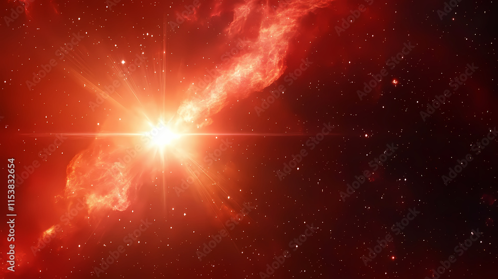 Wall mural red galaxy with stars and nebula in the cosmos. nebulosa. illustration