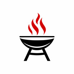 BBQ Grill logo icon Designs with Flame Vector Art.