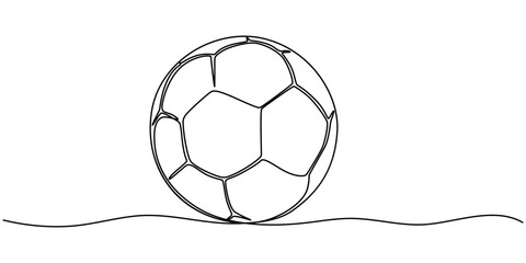Soccer Ball in a continuous one line art. illustration vector eps 10, continuous line drawing soccer ball illustration vector isolated drawn, Black and White of soccer ball illustration in a white.
