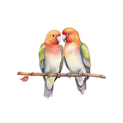 A couple love birds watercolor vector illustration white backgorund