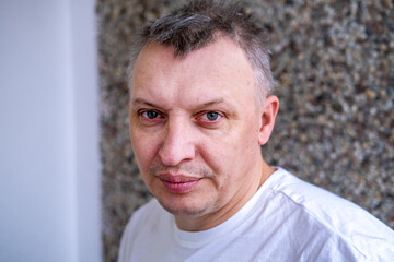 distorted face of sad and grieved very upset person, dissatisfied with his hard fate