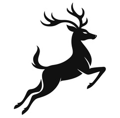 Leaping Deer Silhouette Minimalist Black Art