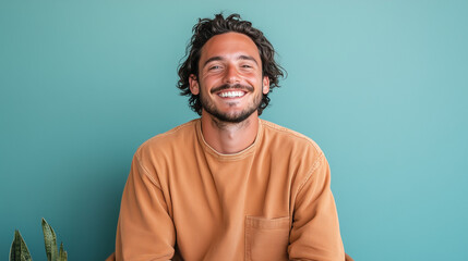 Obraz premium Young man smile in interior