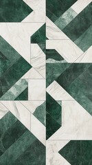 digital wallpaper featuring geometric patterns in shades of emerald green and white