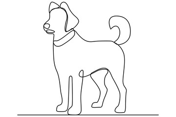 Continuous one line art drawing of dog vector illustration design