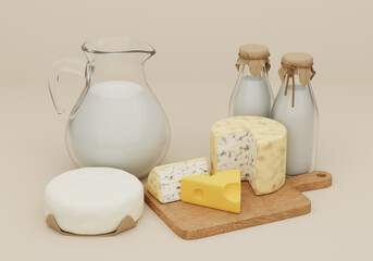 dairy products 3D graphic studio image