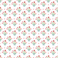 Happy decor with little flowers and heart symbols.