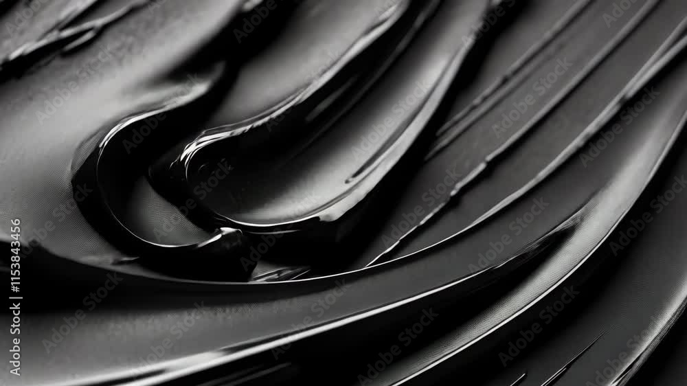 Poster dark glossy paint spreads smoothly across a surface in an artistic application during a creative ses